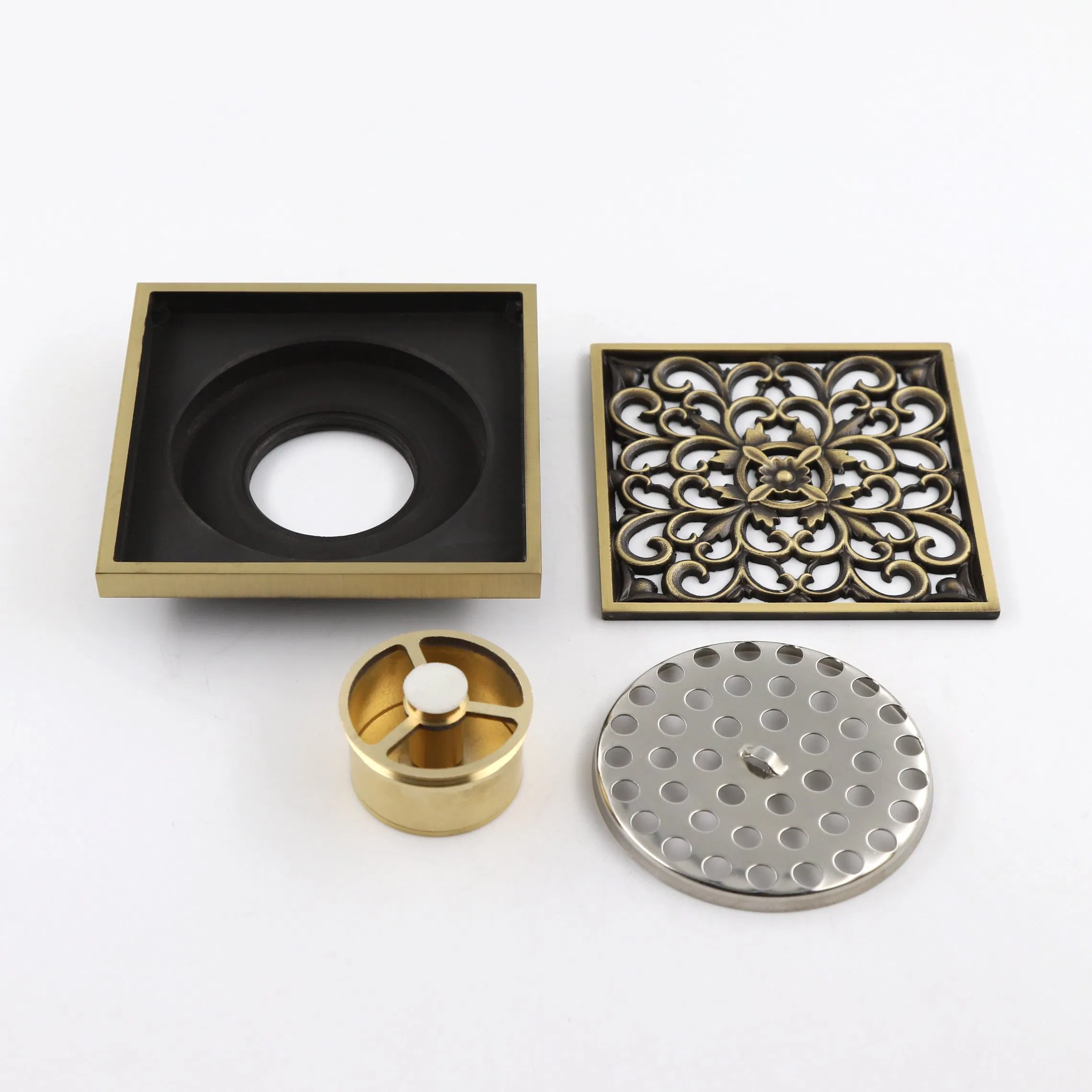 Скрытый слив для душа из античной латуни