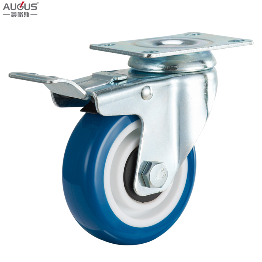 3/4/5 Inch Industrial Caster Wheel Blue Rubber Caster for Equipment Platform