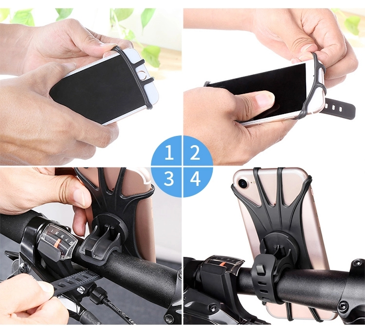 Universal 360 Degrees Rotation Silicone/Rubber Motorcycle/Bicycle Bike Phone/Mobilephone/Cellphone Holder/Mount