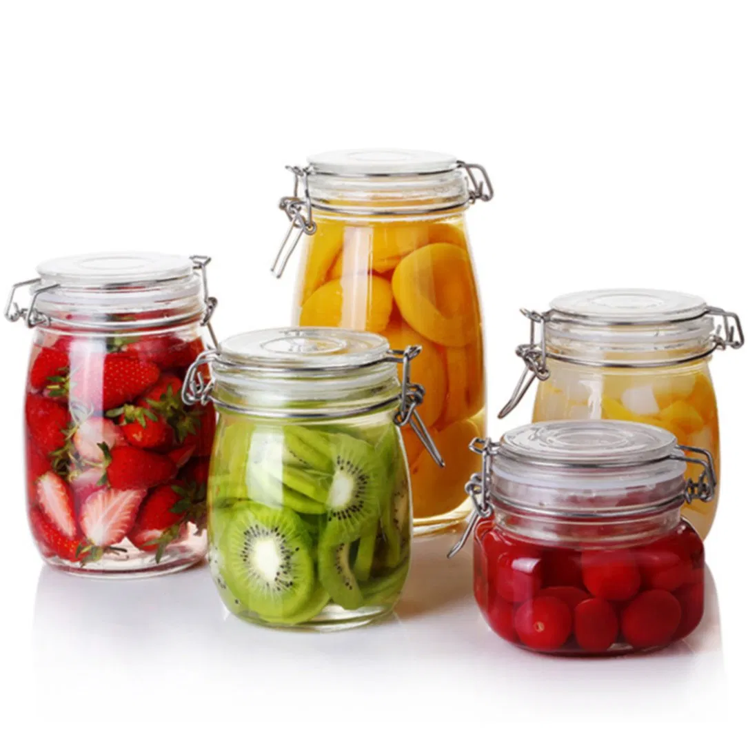 High Quality Airtight Storage Glass Jar 250ml 500ml 750ml with Clip Cover