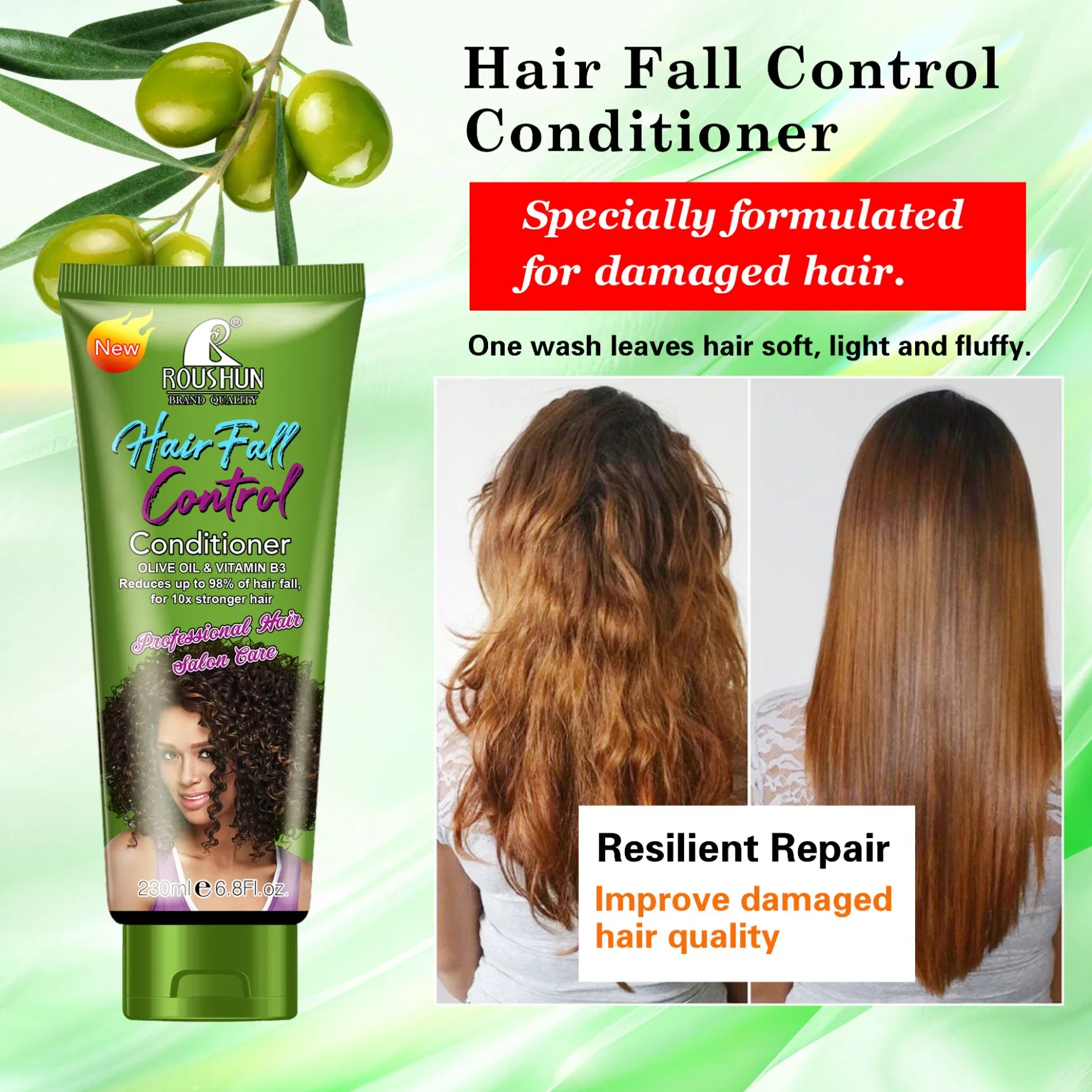 Roushun Deep Clean Moisture & Hair Fall Control 2-in-1 Shampoo & Conditioner Set