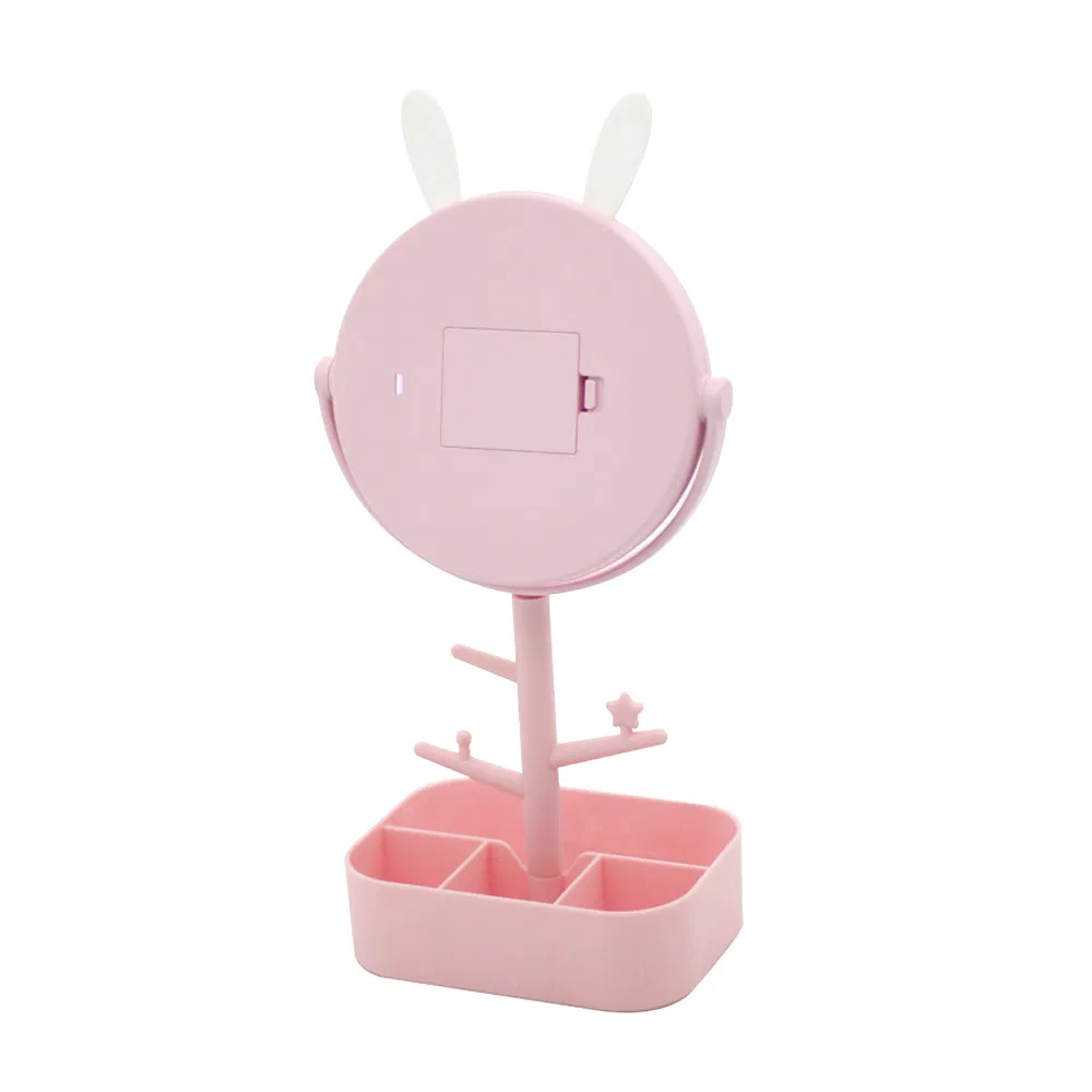 Rabbit Desktop Makeup Glass Mirror Custom LED Light Cosmetic Smart Touch Compact Table Mirror