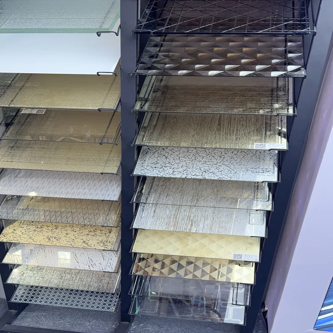 Modern Reflective Coated Acid Etched Shower Glass Designs