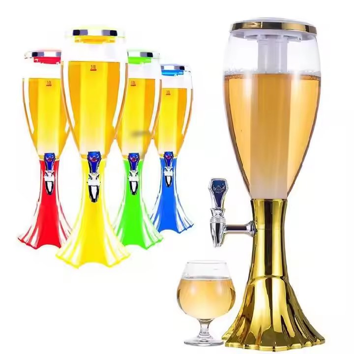 Wholesale Custom Logo Blue Red Black Green 2.5L 3L 4L 5L Luminous Beer Juice Tabletop Drink Dispenser Tower for Bar Party