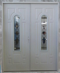 Стальная входная дверь с закалённым стеклом и боковой панелью