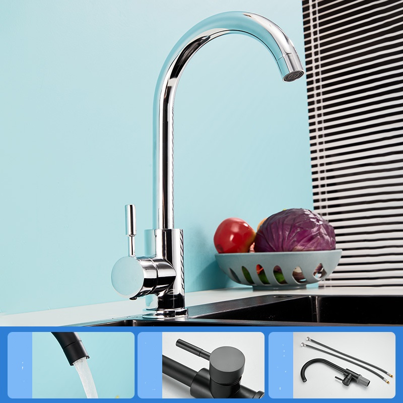 Factory Price 304 Stainless Steel Kitchen Faucet Single Handle Cold Water Brushed Nickel Sink Faucet for Kitchen