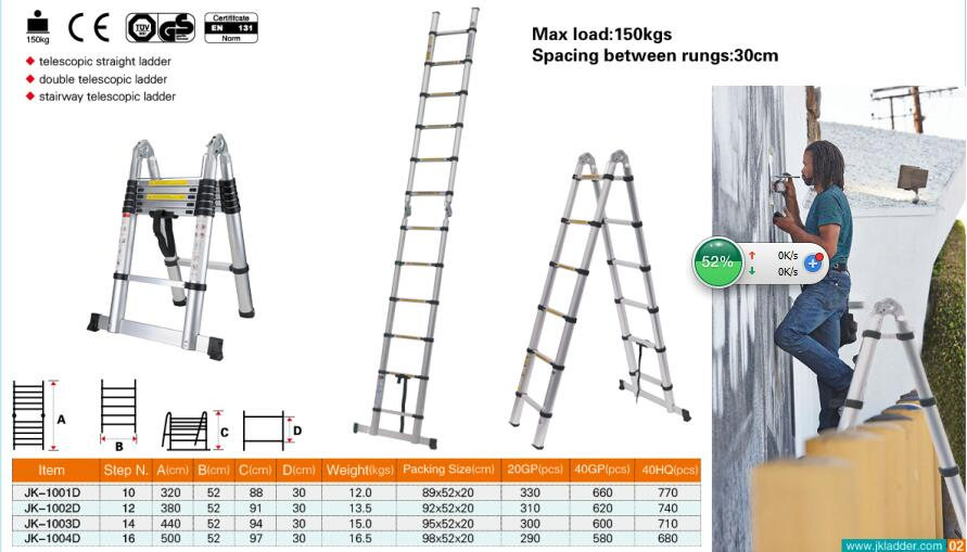 Aluminum Ladder (3.2m Telescopic Ladder) with En131 Certificate Escalera