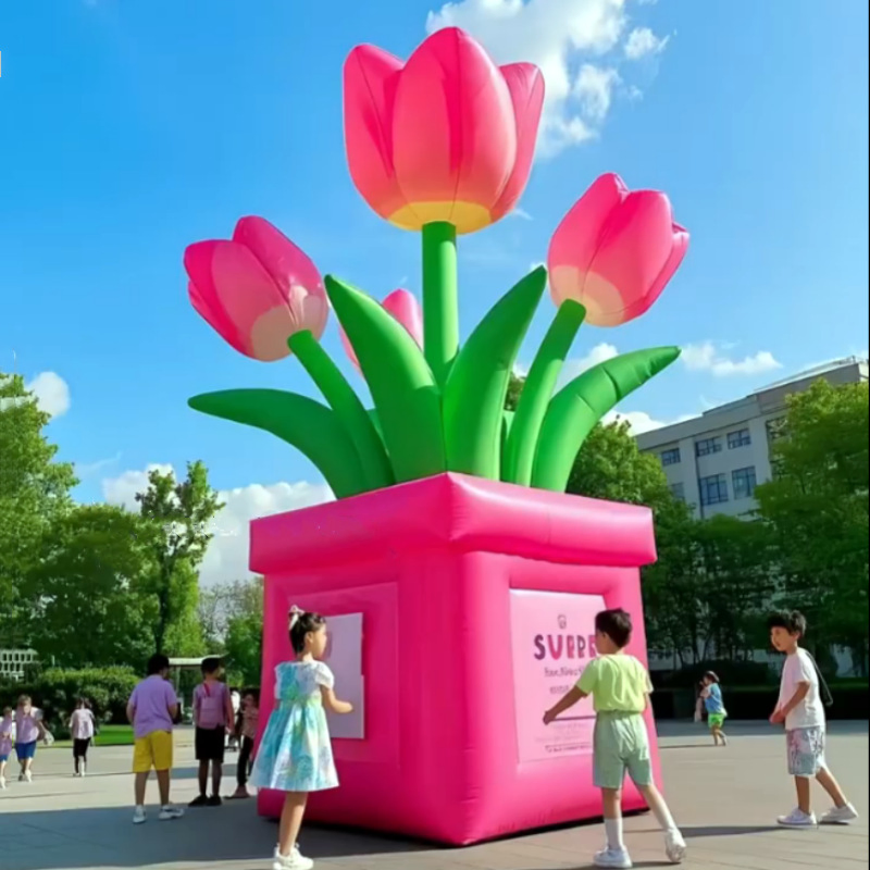 Colorful Inflatable Flower Planters for Unique Garden Decor