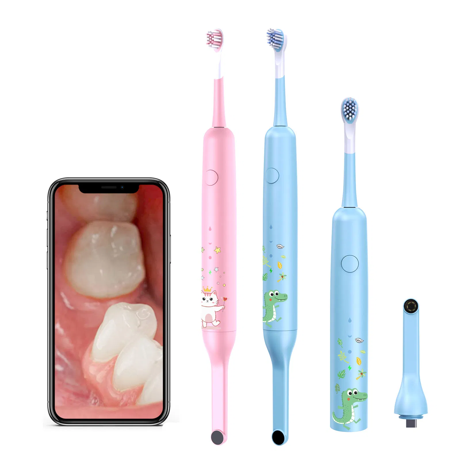 Jssan Smart APP Sonic Electric Toothbrush 15 Modes with Dental Intraoral Camera for Children