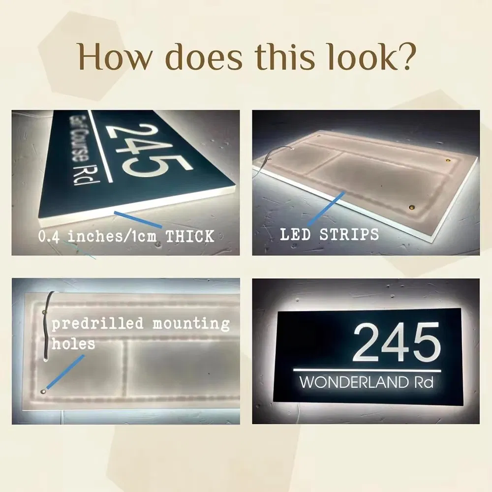 Manufacturer Light up Metal LED House Number Sign Outdoor Backlit Hotel Room Door Plate Home Signhouse Numbers Hotel Room Numbe