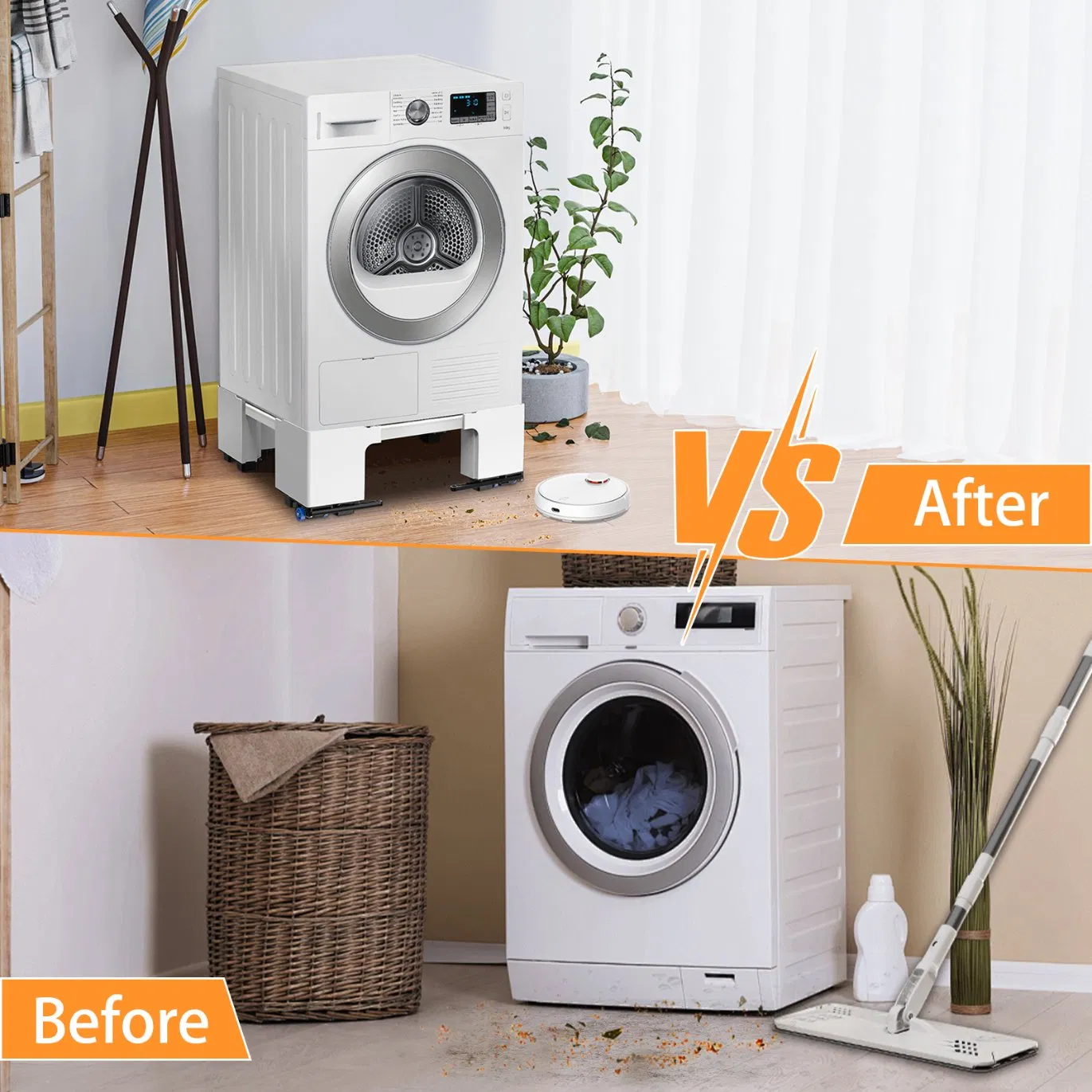 Adjustable Plastic Fridge Washing Machine Base Stand Movable Bracket