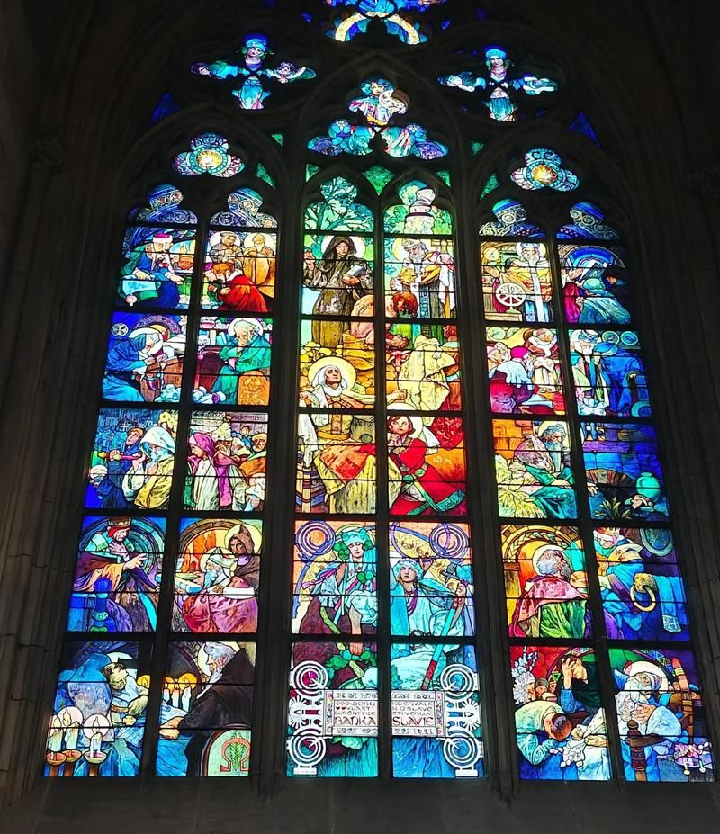 Beautiful Stained Mosaic Colored Coloured Church Cathedral Chapel Glass for Ancient Decoration Design Art Doors Windows Cookies Background Buildings