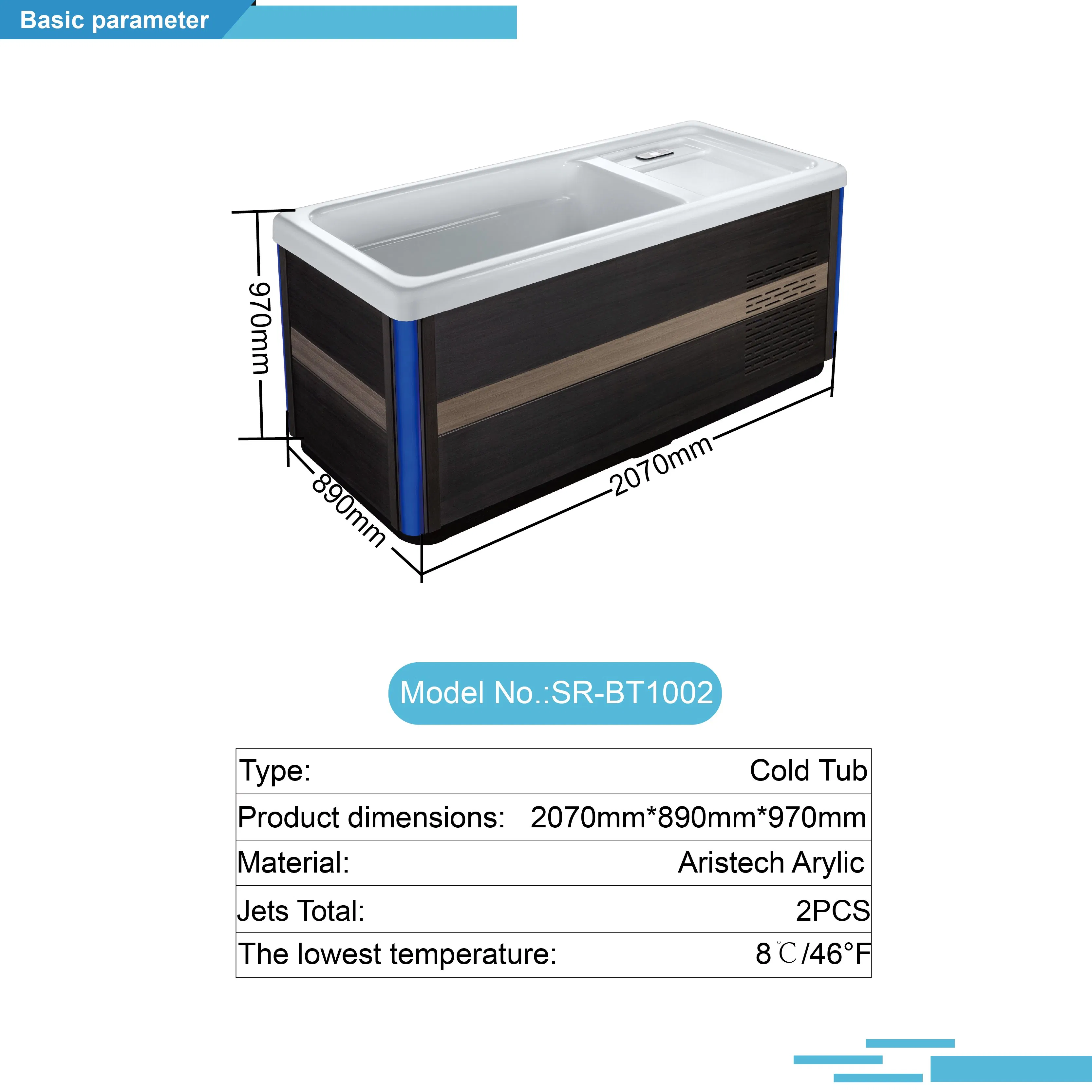Белая акриловая ванна для ледяных ванн с чиллером и управлением через приложение