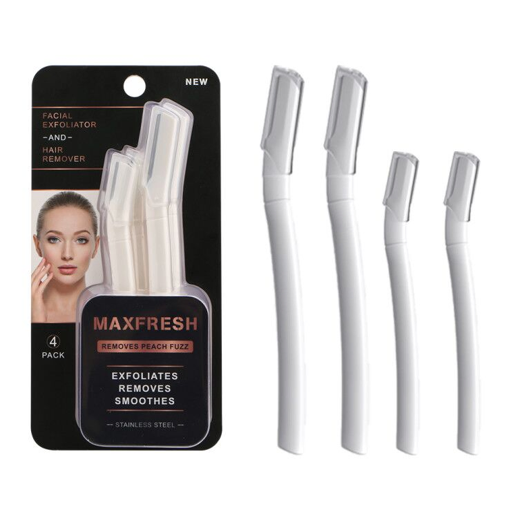 Rts ABS Plastic Handle Eyebrow Trimmer Blister Card Single Blade Dermaplaning Facial Razor