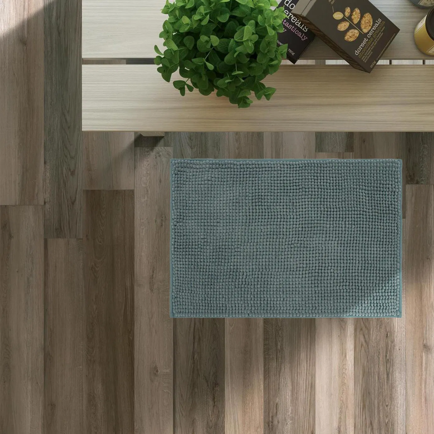 Chenille Striped Bathroom Rug Mat Extra Thick and Absorbent Bath Rugs Non-Slip Soft Plush Shaggy Bath Carpet