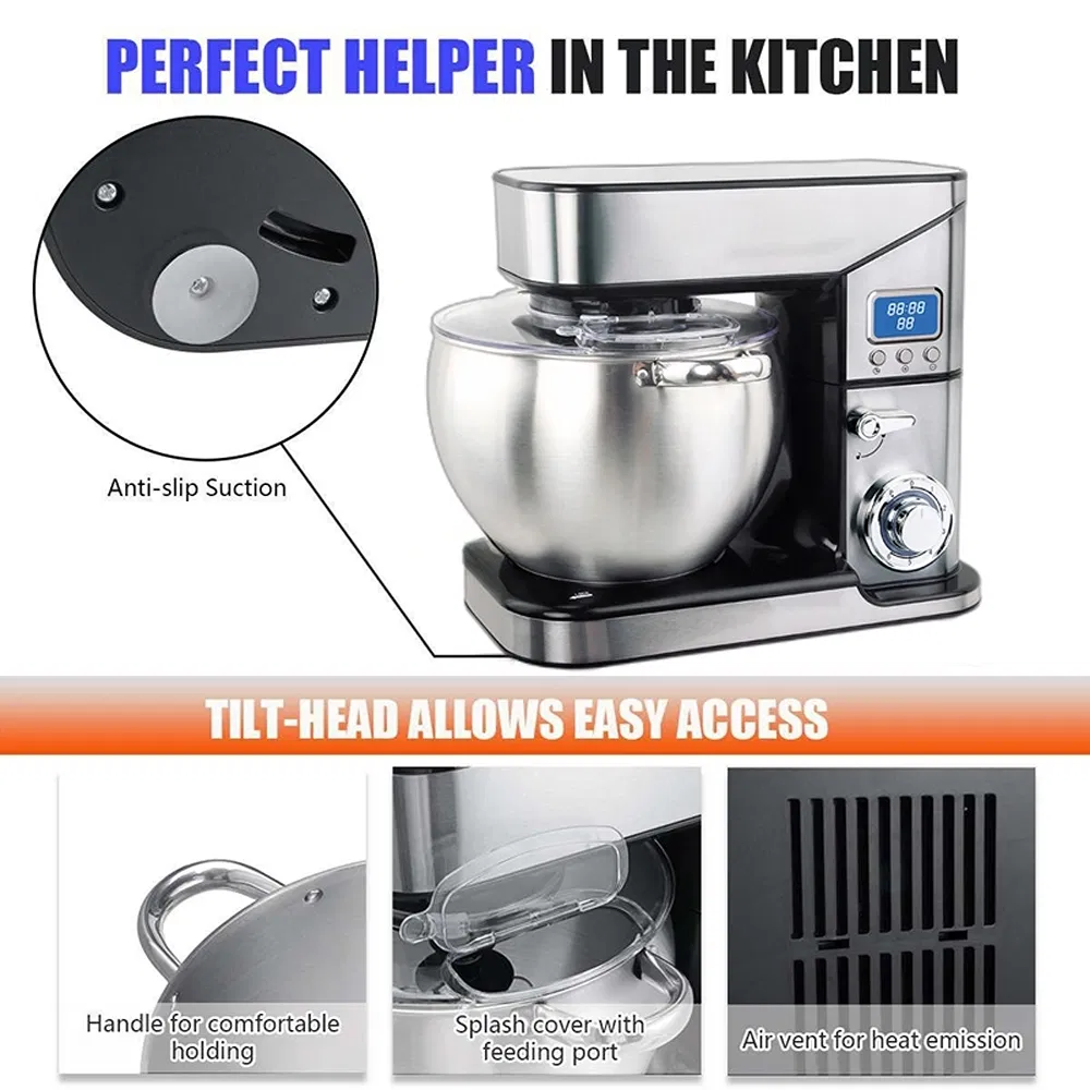 Планетарный миксер 2000Вт с LED-дисплеем и чашей 10л