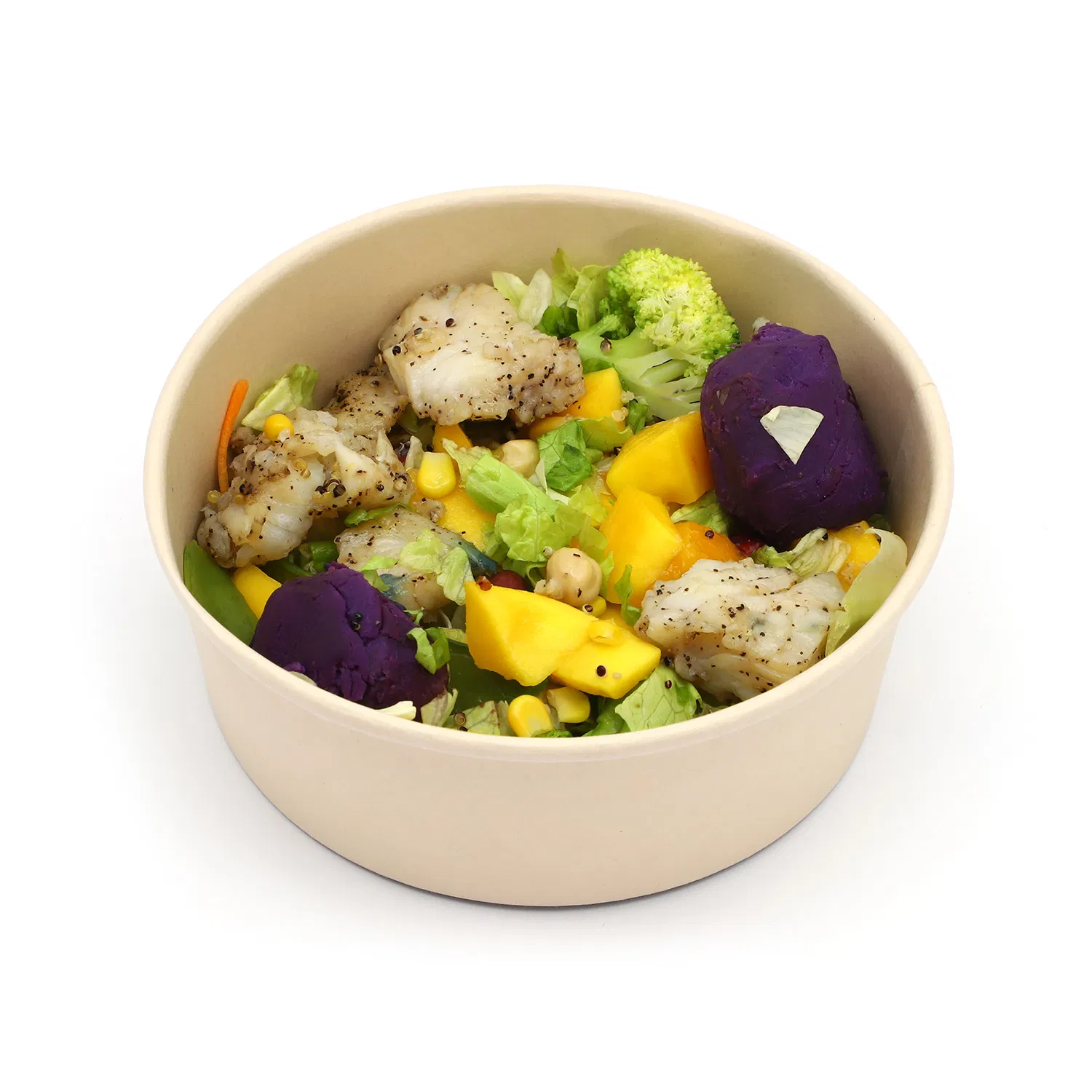 Biodegradable Disposable Kraft Paper Hot Soup Bowl with Pet Lid Salad Bowl