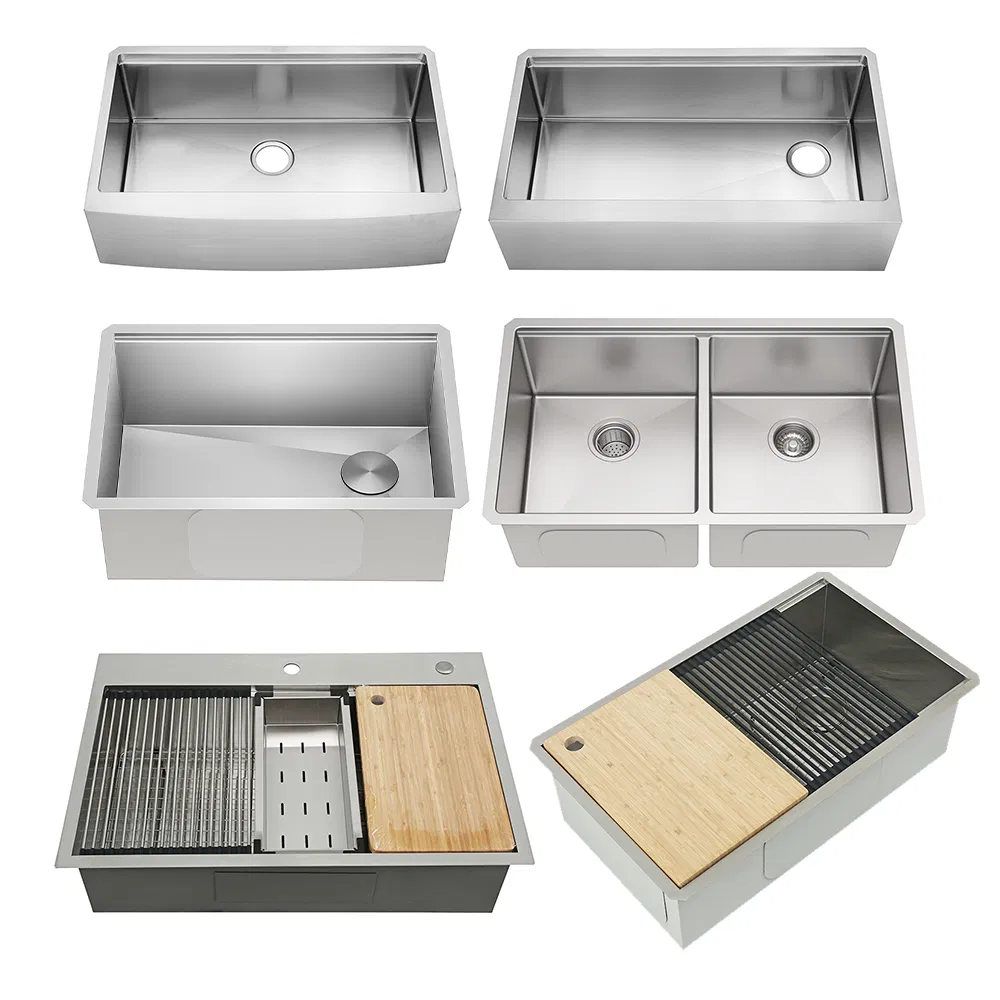 Manufacturer Direct Single Double Bowl Kitchen Sink Undermount Wash Basin Handmade Stainless Steel Sink