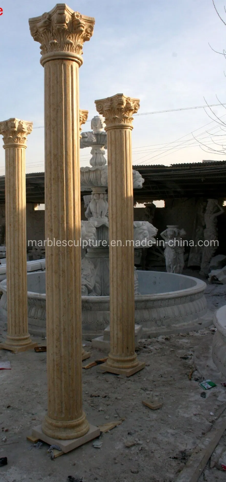 Sunset Red Stone Sculpture Marble Column (SY-C018)