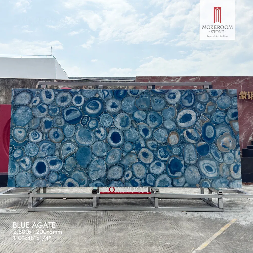 Luxury Artificial Blue Agate Sintered Stone Slab for High End Bathroom Design