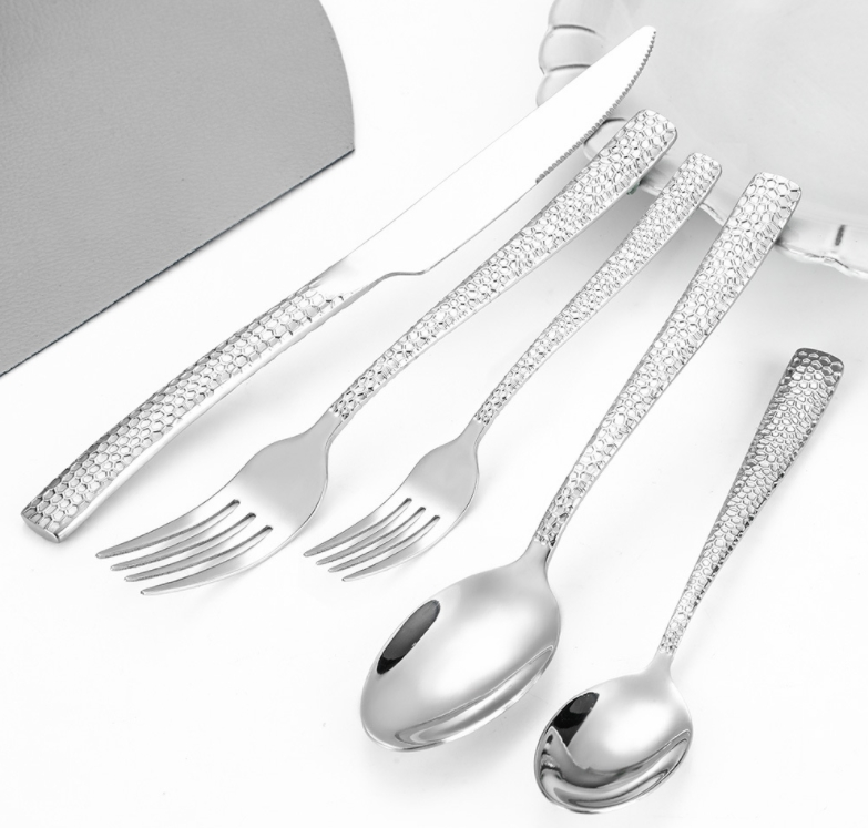 Modern Flatware Silver Spoon Fork Knife 5PCS/Set Stainless Steel Tableware Set
