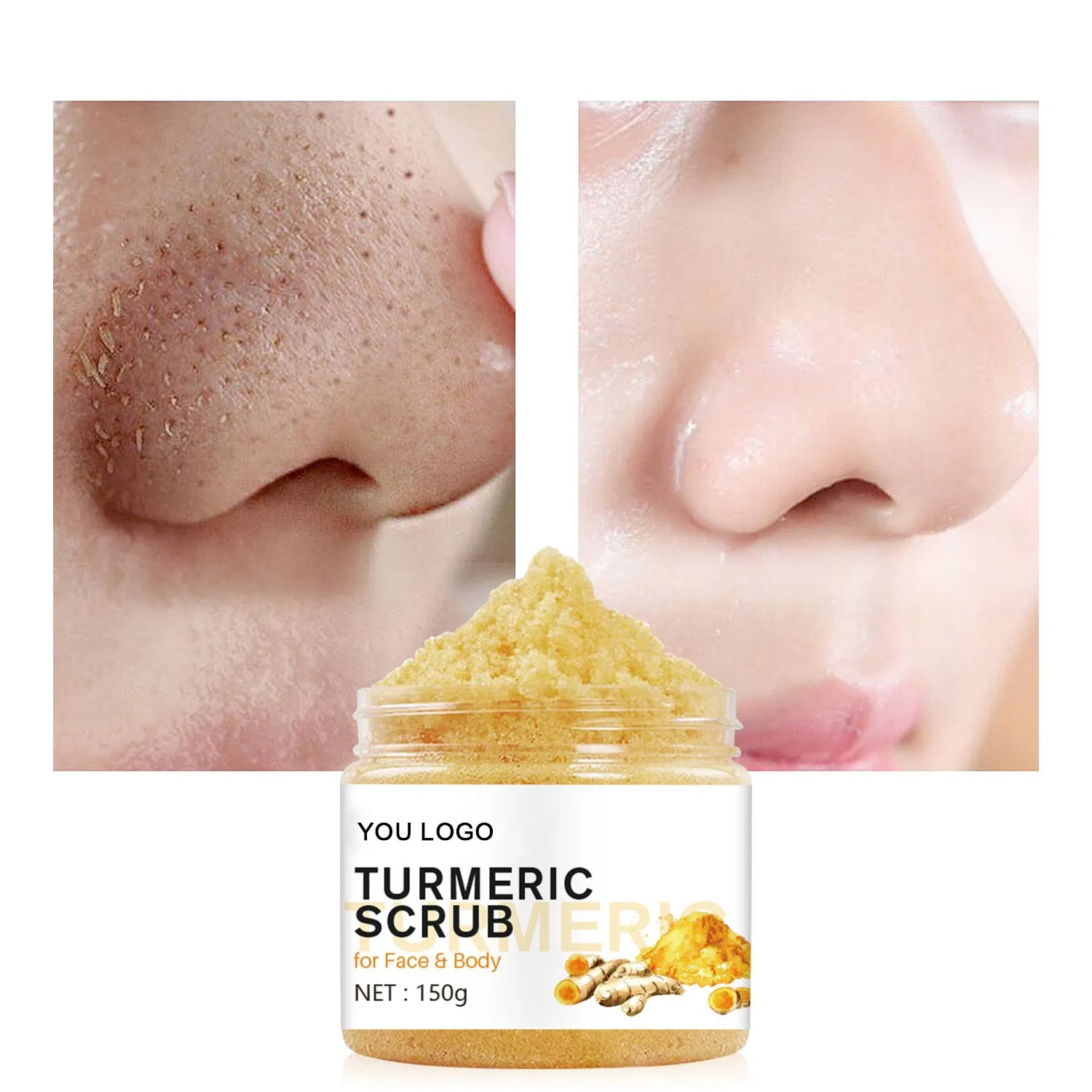 Beauty Skin Care Exfoliating and Deep Cleansing Turmeric Face Body Scrub Cosmetics