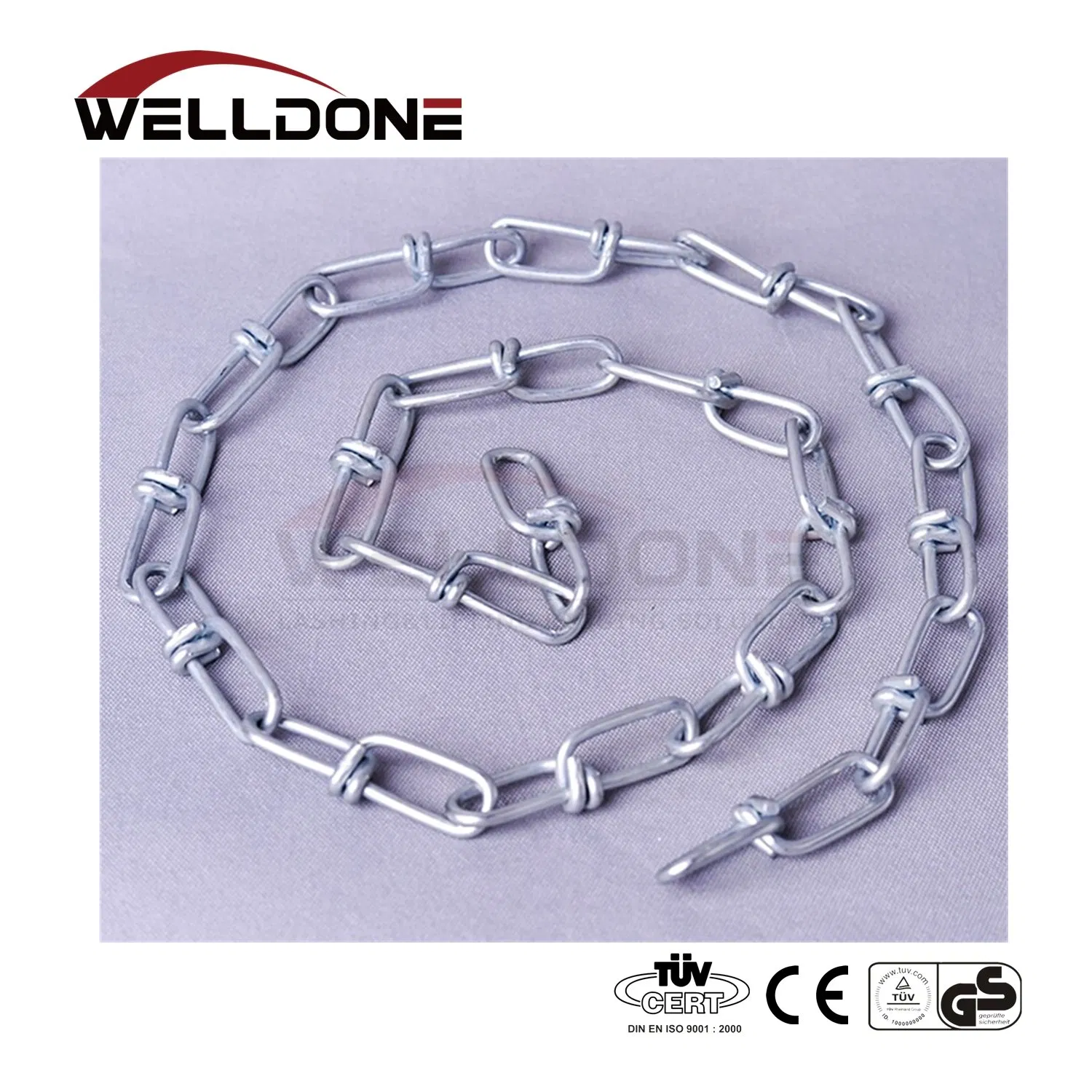 Carbon Steel Galvanized Double Loop Knotted Lifting Chain for Rigging Dog