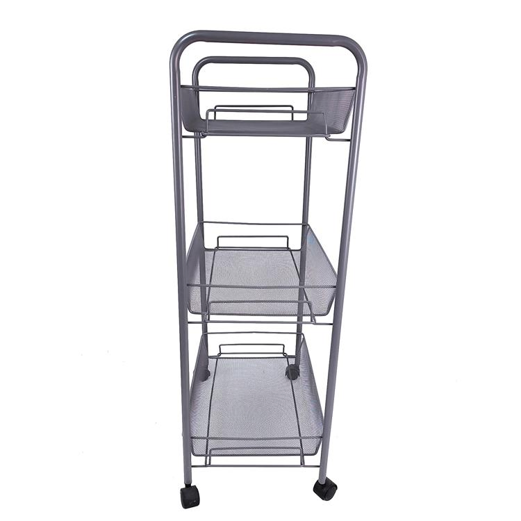 3-Level Mobile Metal Food Storage Shelves Home Bathroom Kitchen Trolley
