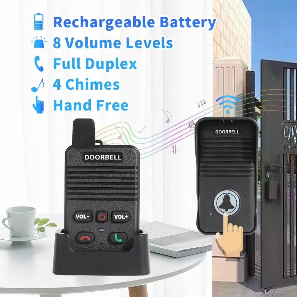 Wireless Voice Duplex Intercom Doorbell House Home Audio 200m with Rechargeable Battery Apartment Room Intercom Factory Office