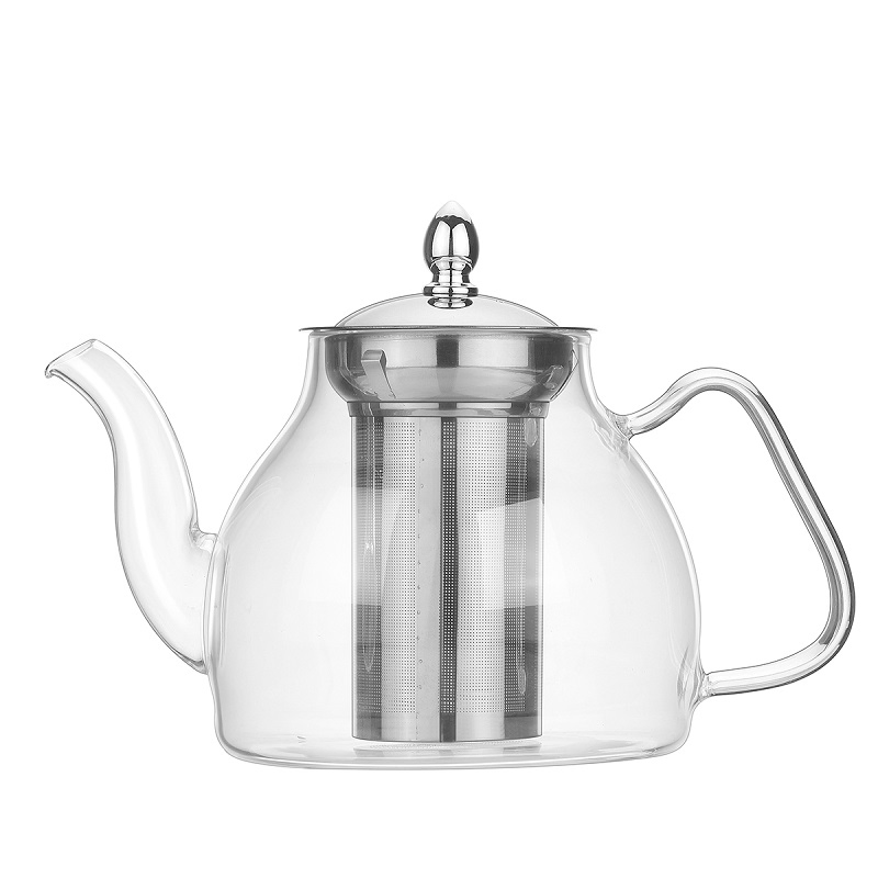 1200ml Pyrex Glass Pot, Borosilicate Clear Tea Kettle with Removable Infuser, Glass Tea Maker