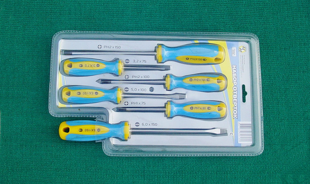 6PCS/Set Screwdrivers with Two Colour Plastic Handle Ls 1354