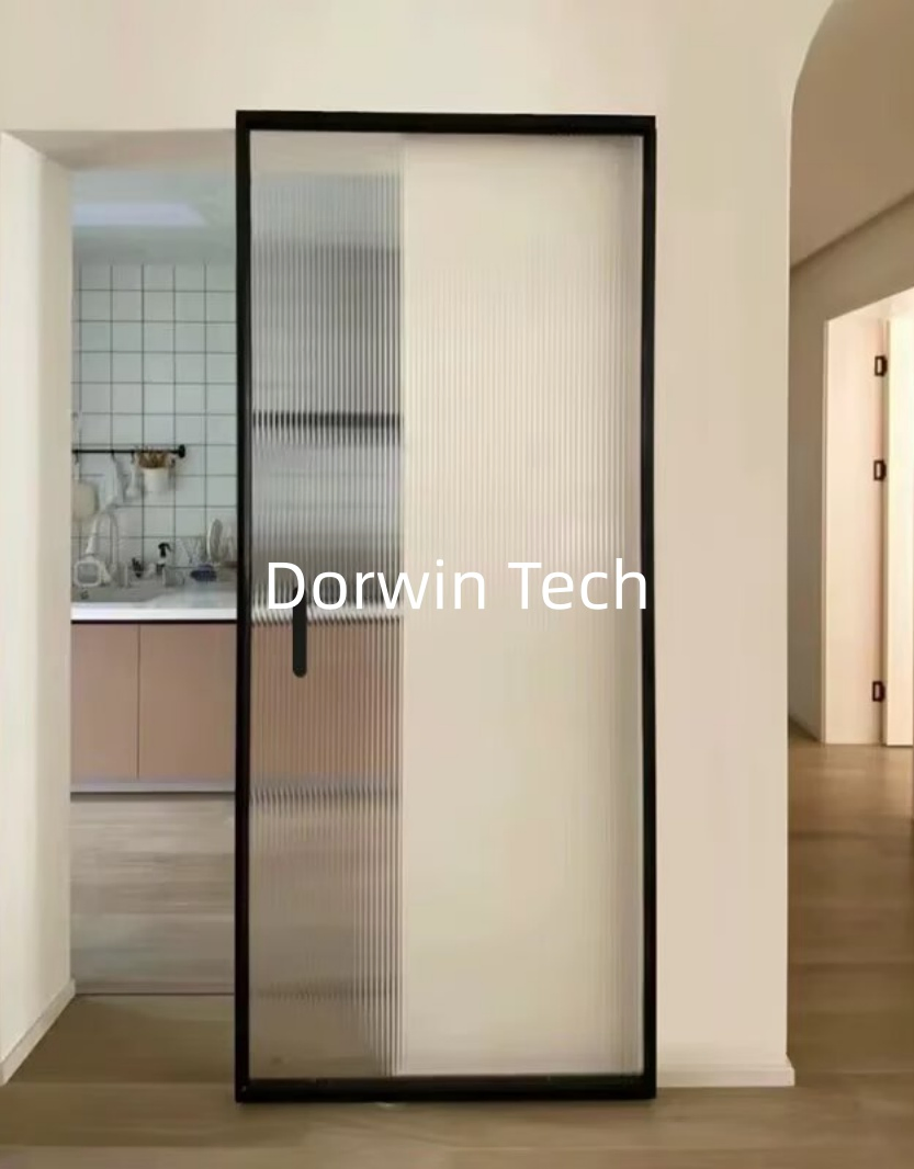 Soft Close Concealed Track Ultra Thin Aluminum Frame Barn Ghost Glass Door