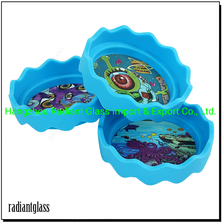 Soft Silicone Cartoon Pattern Wave Shape Colorful Ashtray Small Size