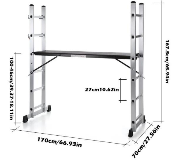 Aluminium Folding Step Scaffolding Ladder Working Platform Multipurpose Ladders