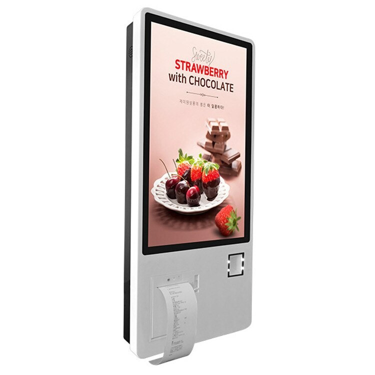 Wall Mounted Self Ordering Kiosk 32 Inch Bank Card Reader for Restaurant