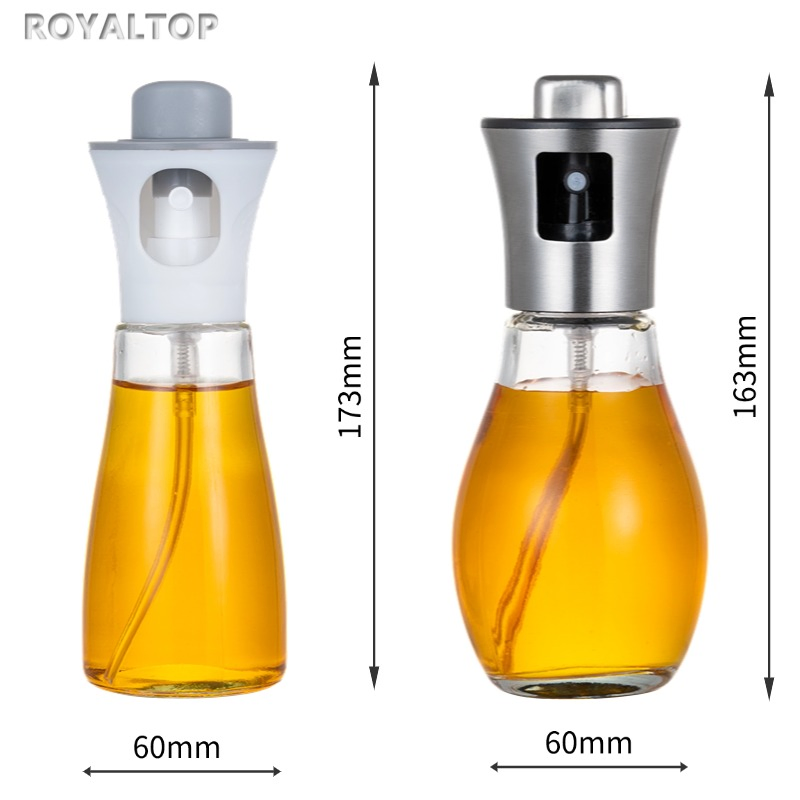 Kitchen Food Grade Lead-Free Glass Oil Sprayer Dispenser Bottle 200ml Mini Olive Oil Spray with Stainless Steel Pump