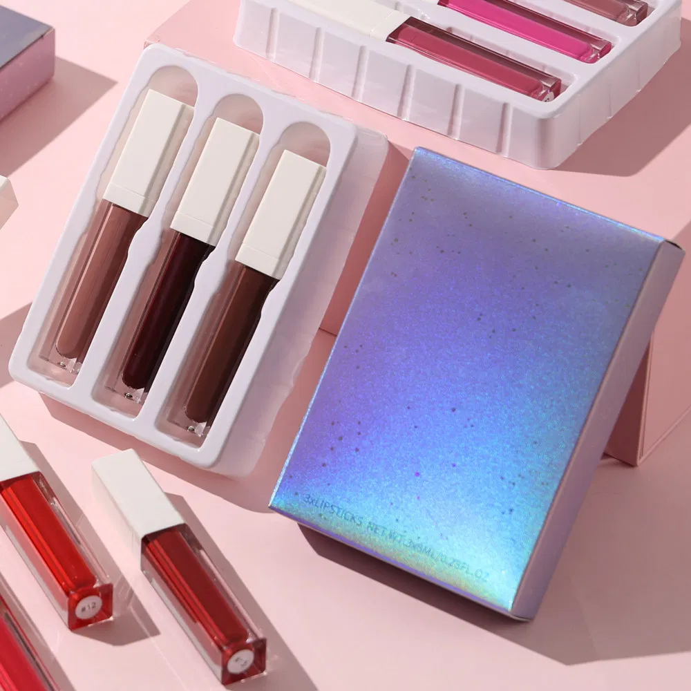 OEM Matte Lip Glaze Fog Surface Not Easy to Fade Lipstick Lip Gloss Gift Box 3 PCS Set