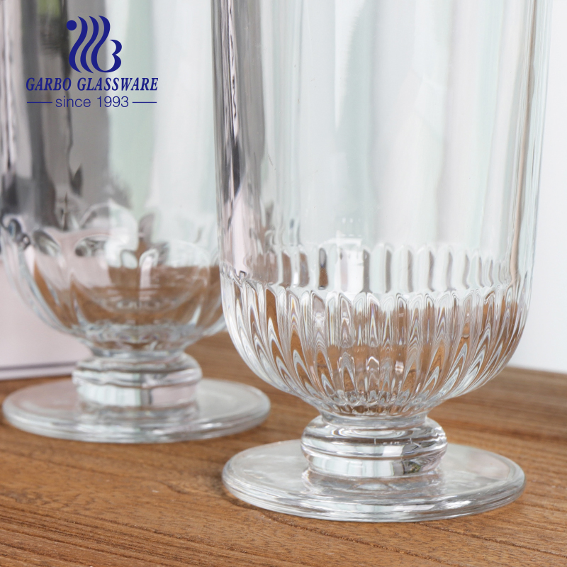 Wholesale New Clear Plain Crystal Large 800ml Tall Glass Candy Pot for Sugar Dessert Snacks