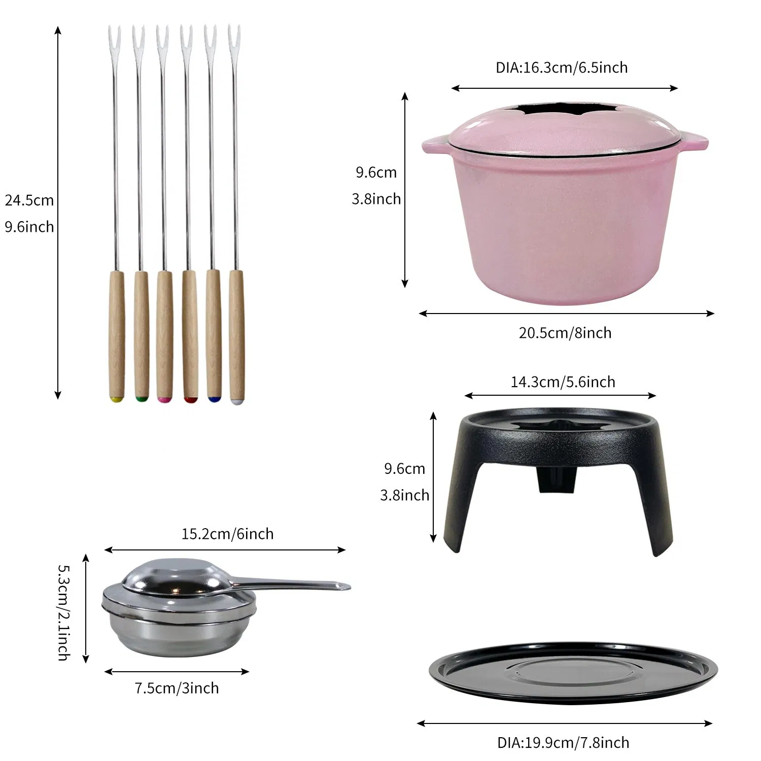 17cm Cast Iron Cheese Fondue Set - Ideal for European Gatherings