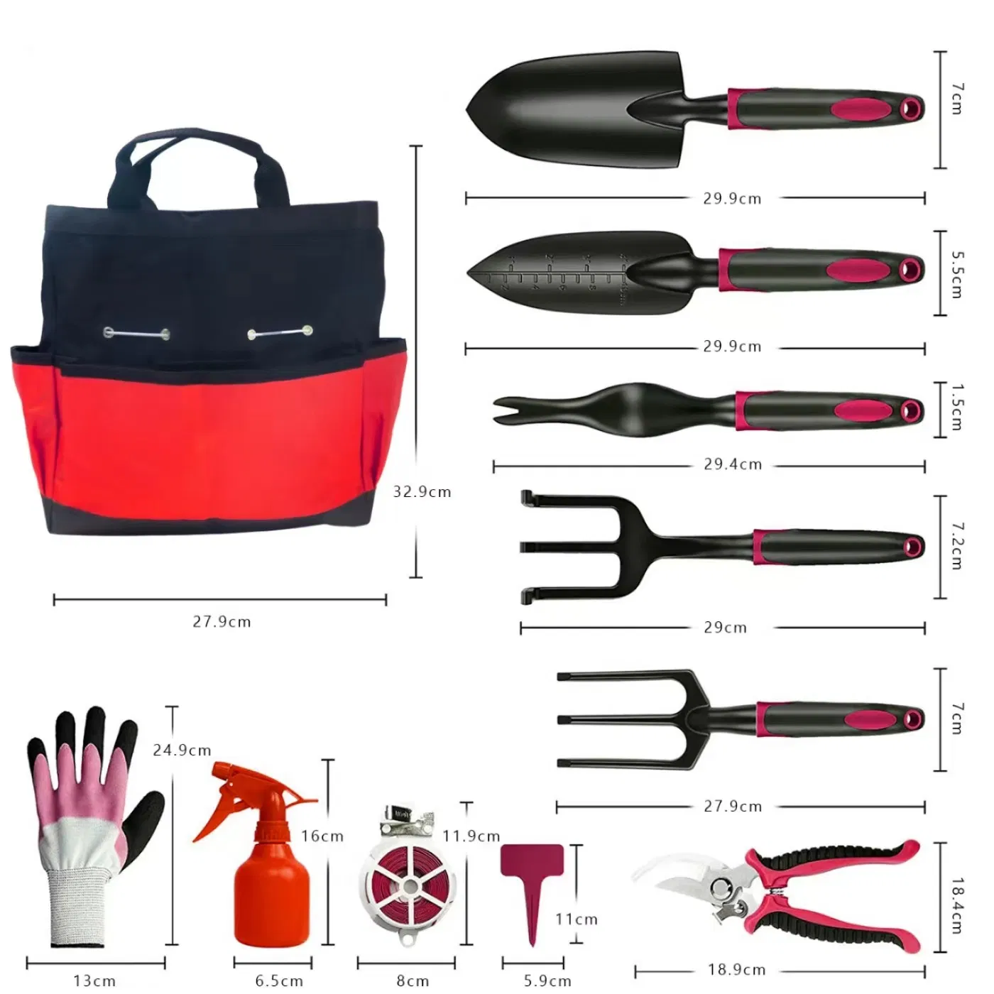 11-Piece Powder Coated Aluminum Garden Tool Set with Shovel & Shears