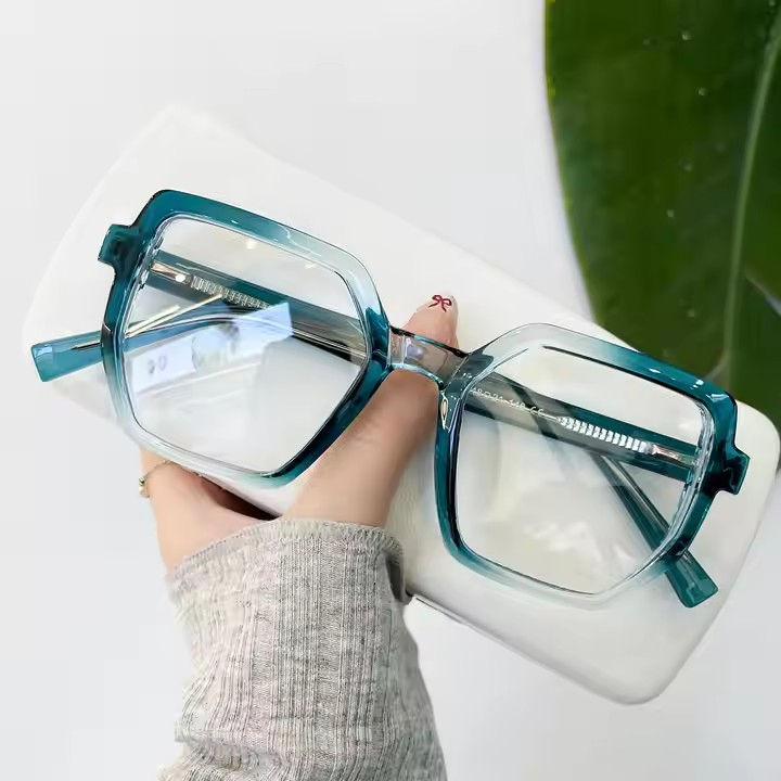 Gradient Tr90 Frames Retro Computer Eyeglasses PC Material with Colored Spring Hinge Anti-Blue Light Monturas Opticas