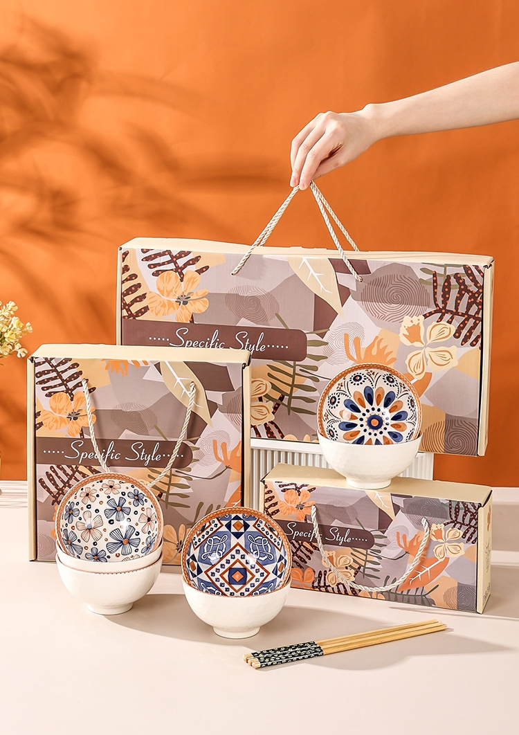4.5" Bowl Pad Printing Decal with Colour Box 2/4/6 PCS Ceramic Porcelain Tableware