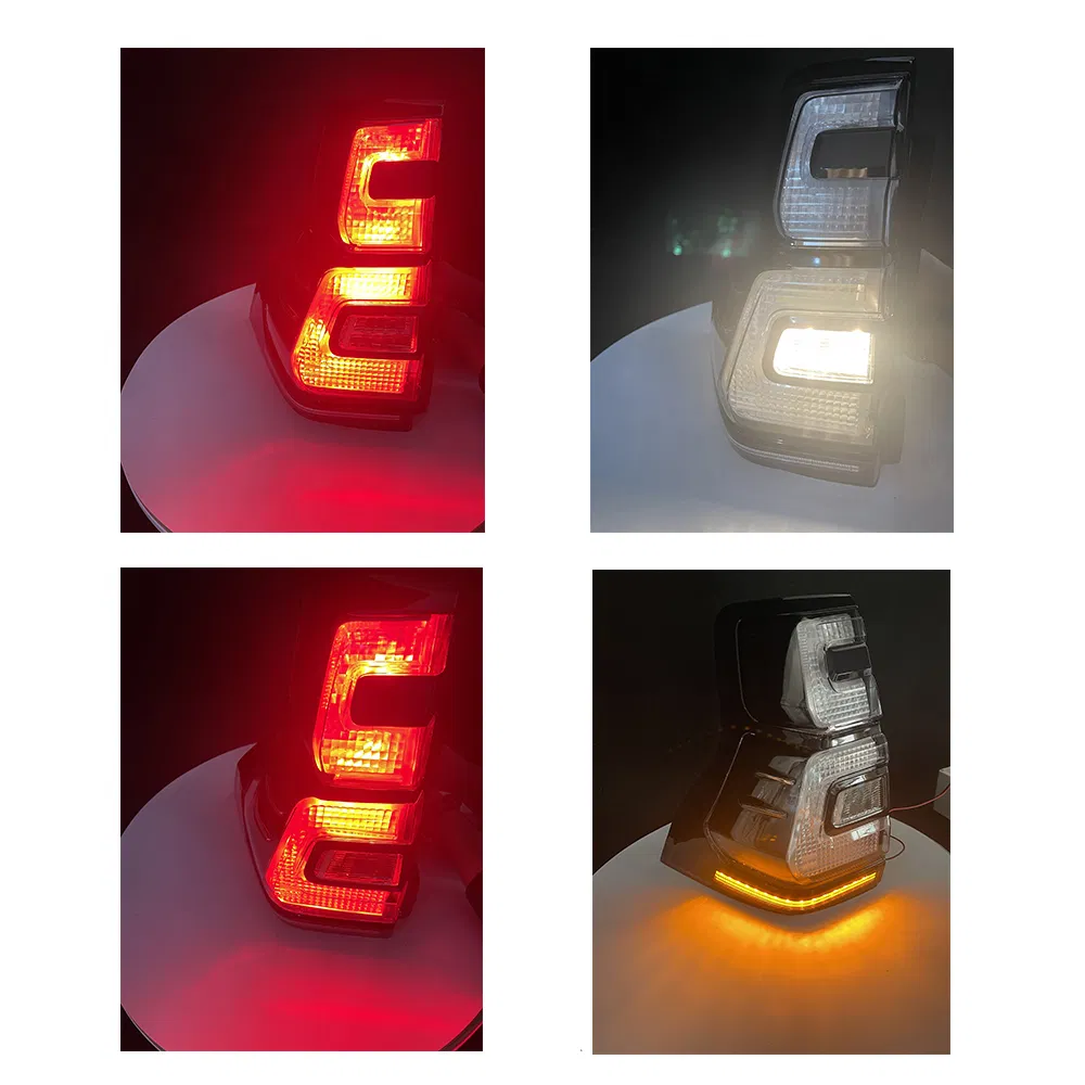 Светодиодные задние фонари Toyota Prado FJ150 с динамическими поворотниками и дымчатым эффектом