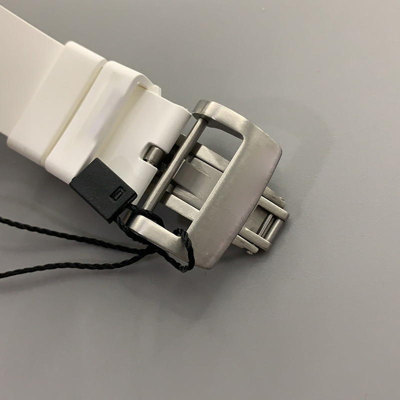 Pink White Rubber White Ribbon Automatic Movement Sapphire Glass