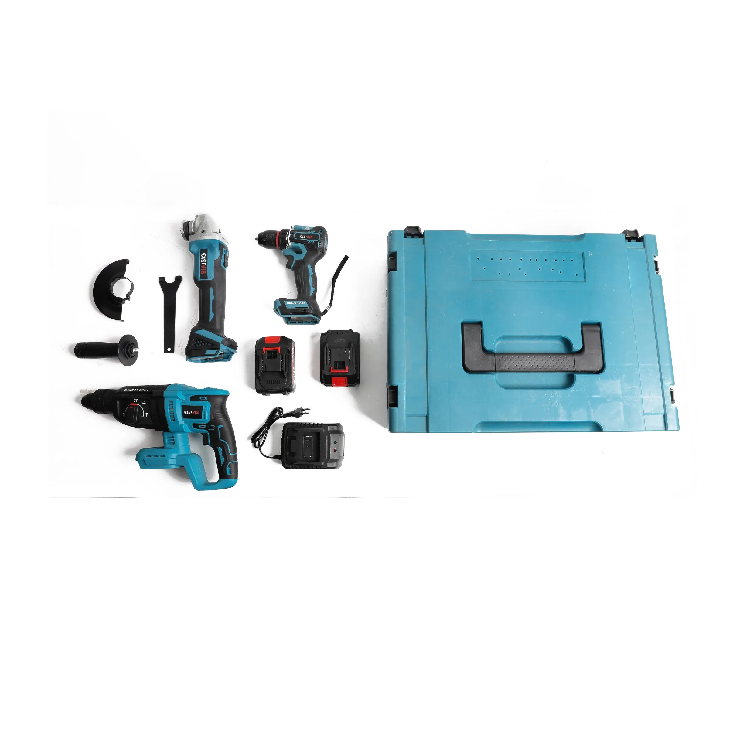 3PCS Cordless Power Tool Set with 2 Batteries Electric Hammer Electric Drill Angle Grinder Cordless Impact Drill Tool Set