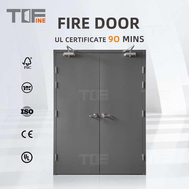 UL European Standard Modern Sliding Steel Single Leaf Internal Casement Fire Rated French Security Door with Jamb in Dubai