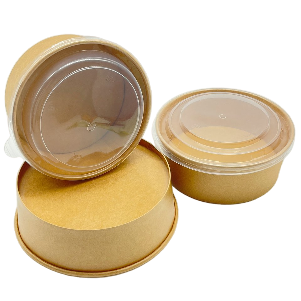 Attractive Design Eco-Friendly Biodegradable Kraft Salad Bowl with Lid for Freshness