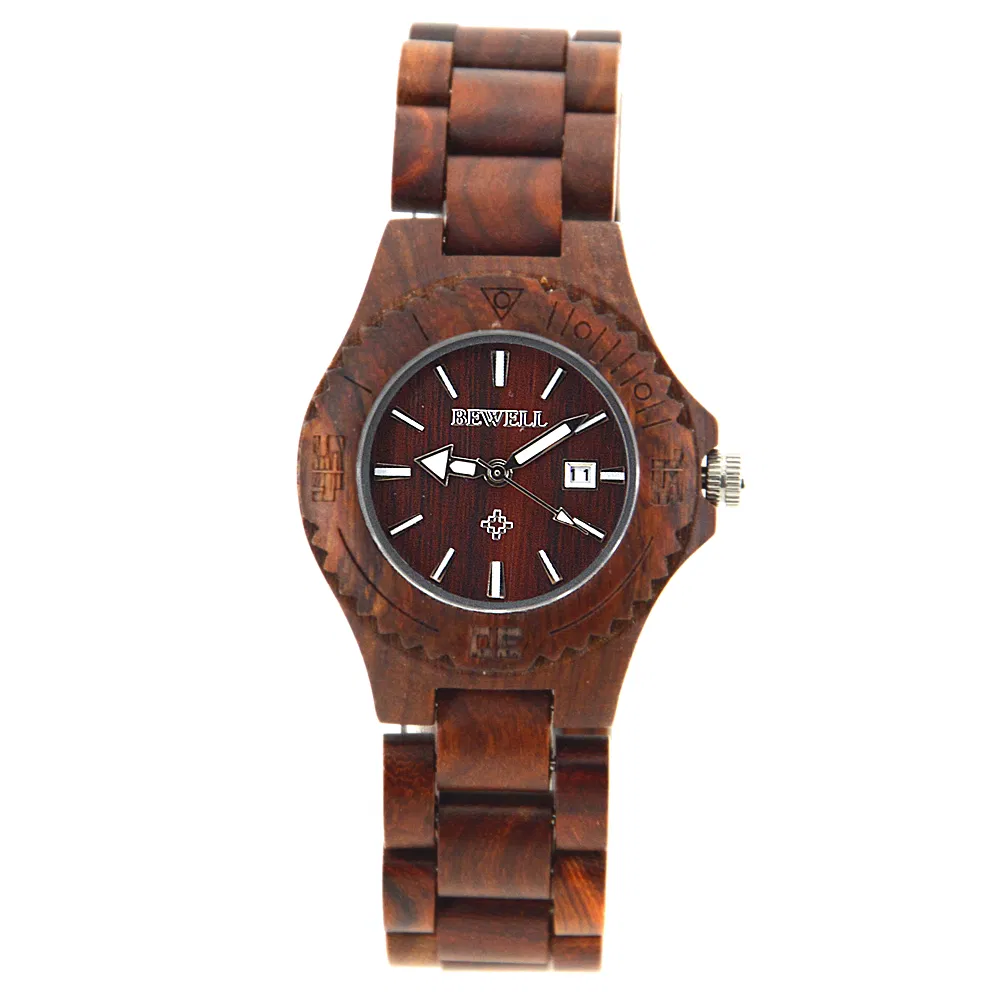 Online Shopping Bewell OEM Engraved Wooden Watch Custom Logo Luxury Wrist Watch for Ladies Quartz Watch