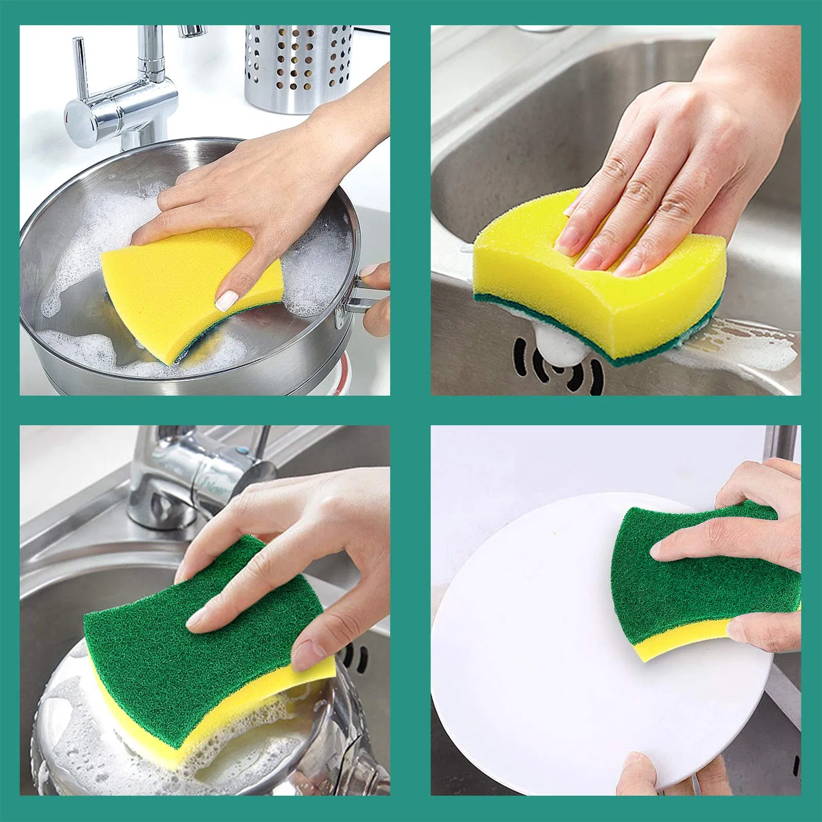 Eco Non Scratch Dish Scrub Sponges for Cleaning Scouring Pad Dishwashing Cleaning Sponges Kitchen Sponges OPP Bag Custom Shape