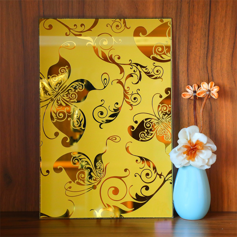 Golden Glass/Acid Etched Glass/Decorative Glass for Buildings Windows Home Decoration